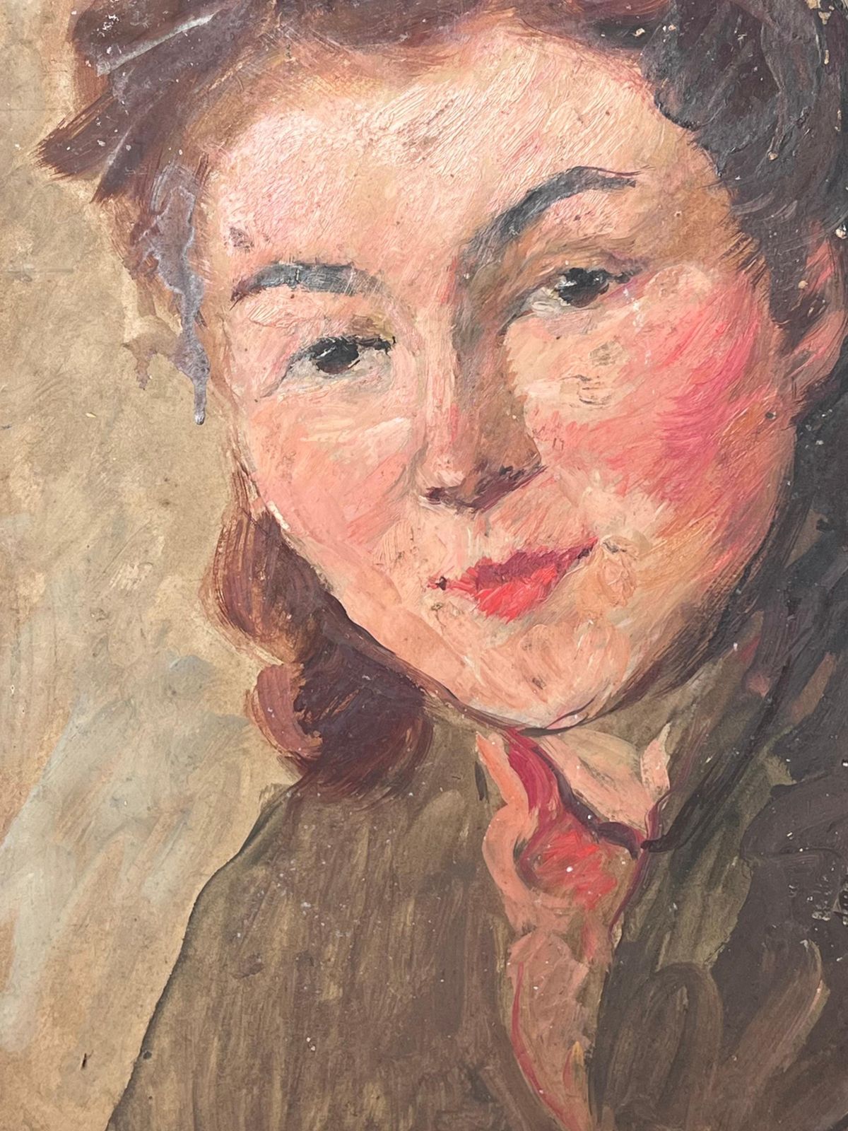 Suzanne Dinkesmid Century French Impressionist Oil Head & Shoulders Portrait Vintage Style1950's photo for sale
