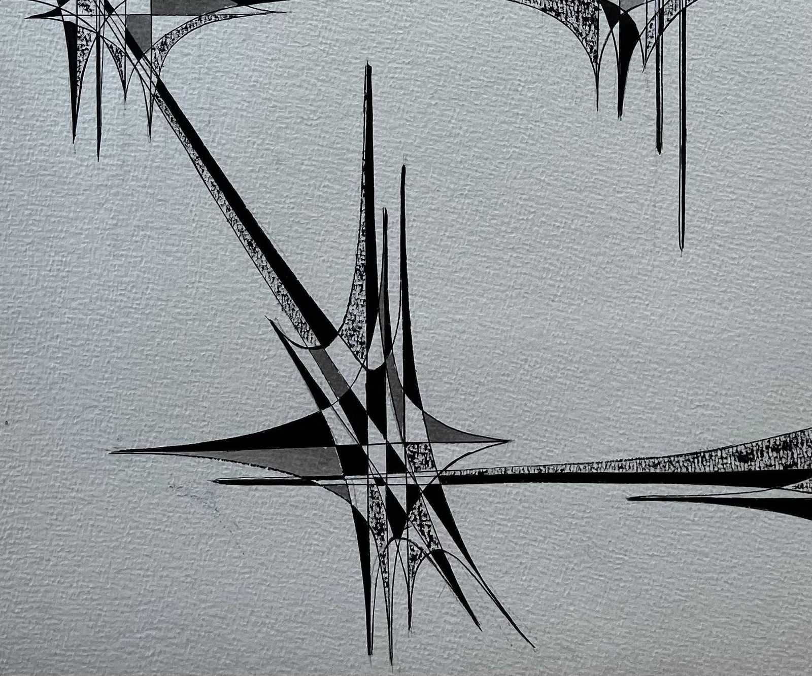 Serge Guerin (1916)mid Century French Geometric Abstract Starburst Composition Ink On Paper photo buy