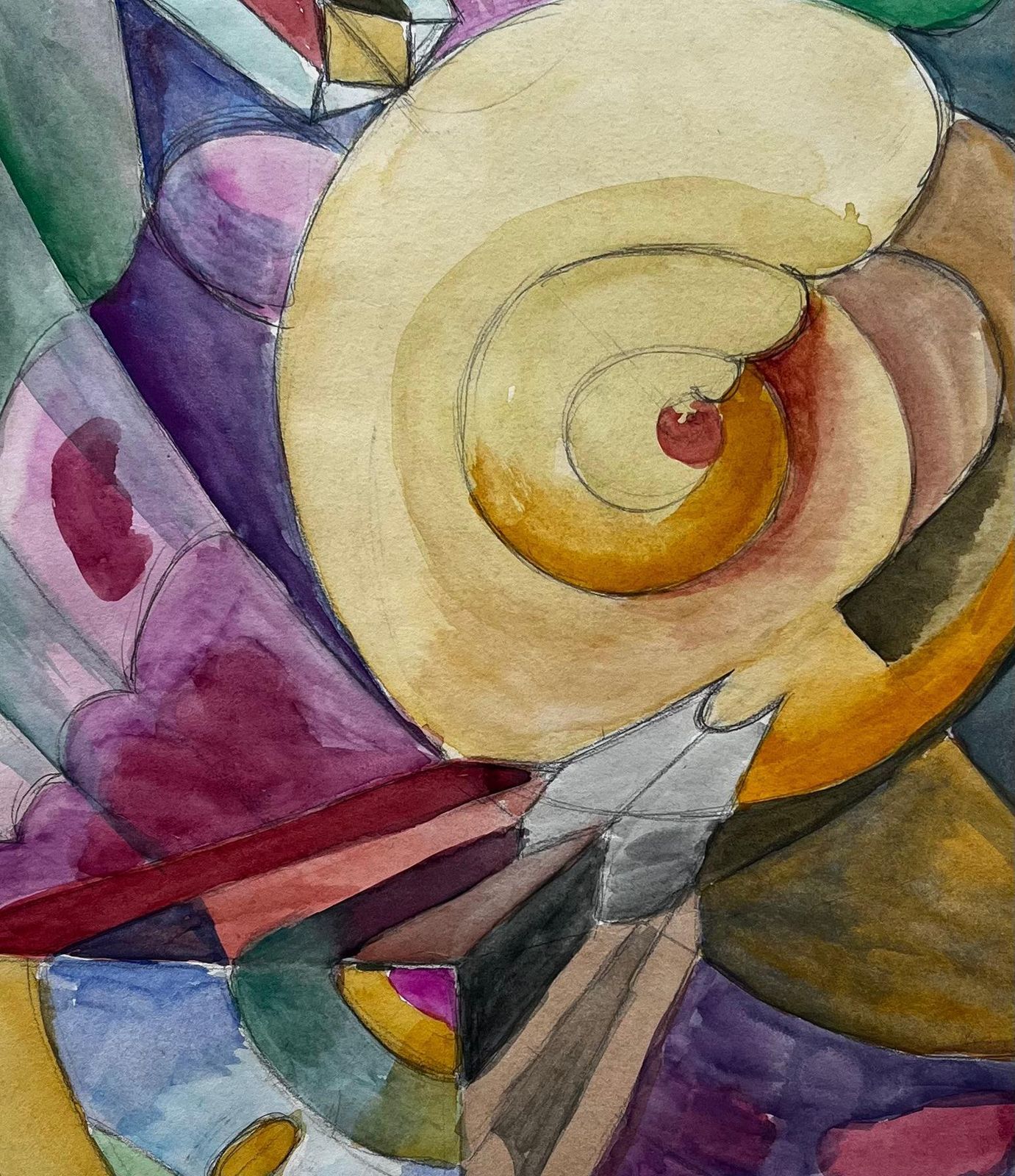 Abstract Spiral Composition French Modernist Watercolour By Guy Nicod photo buy