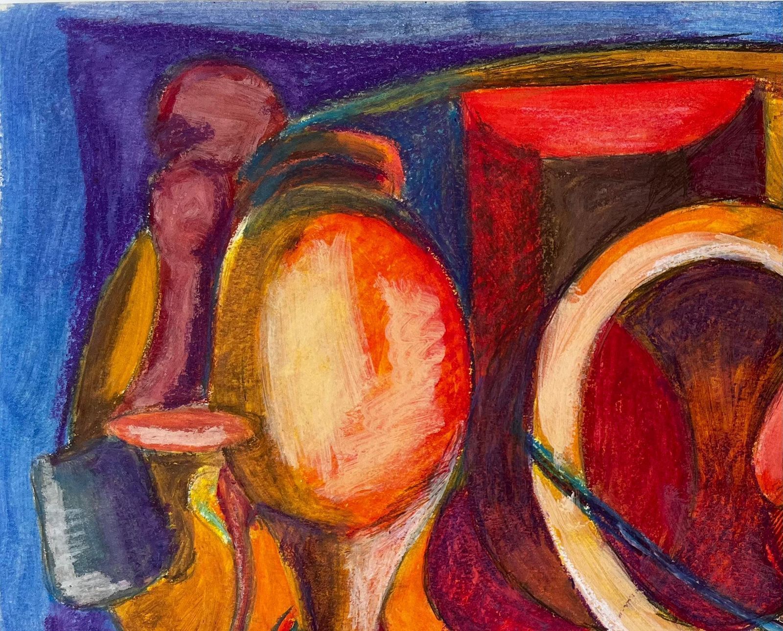 Guy Nicod Abstract Still Life With Jugs And Vessels French Modernist Oil Pastel photo 636.0