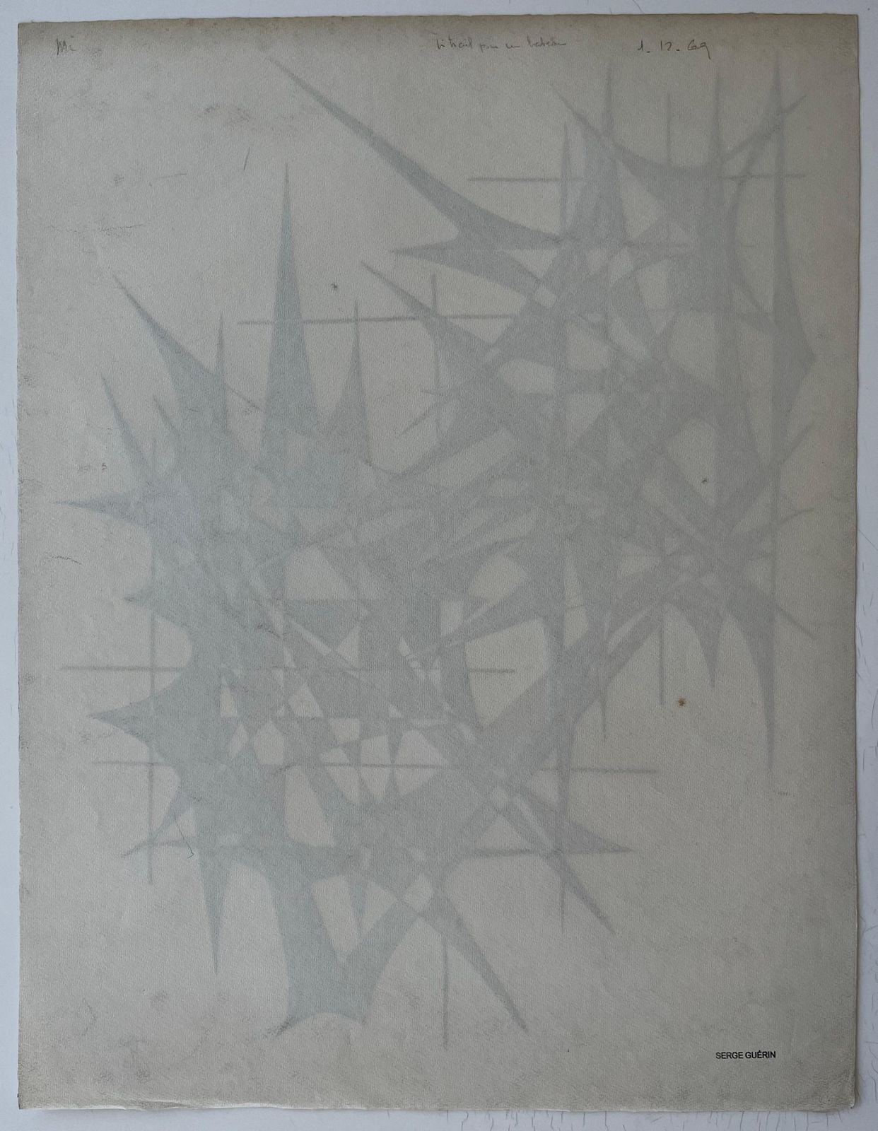 Serge Guerin (1916)mid Century French Geometric Abstract In Gold Blue And Red Signed Dated 19691969 photo vintage