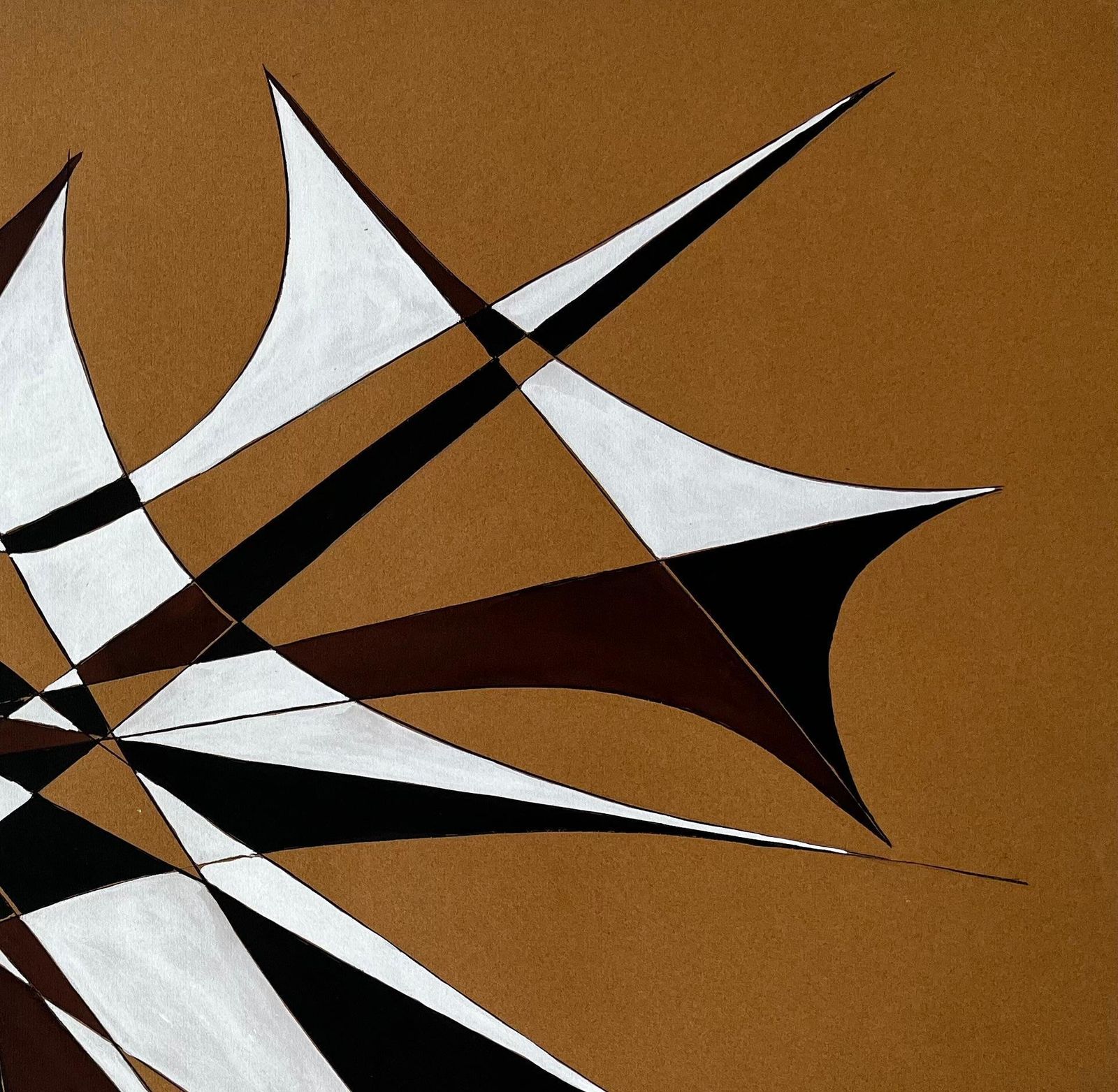 Serge Guerin (1916)mid Century French Geometric Abstract In Black White And Brown Signed Sg photo Art