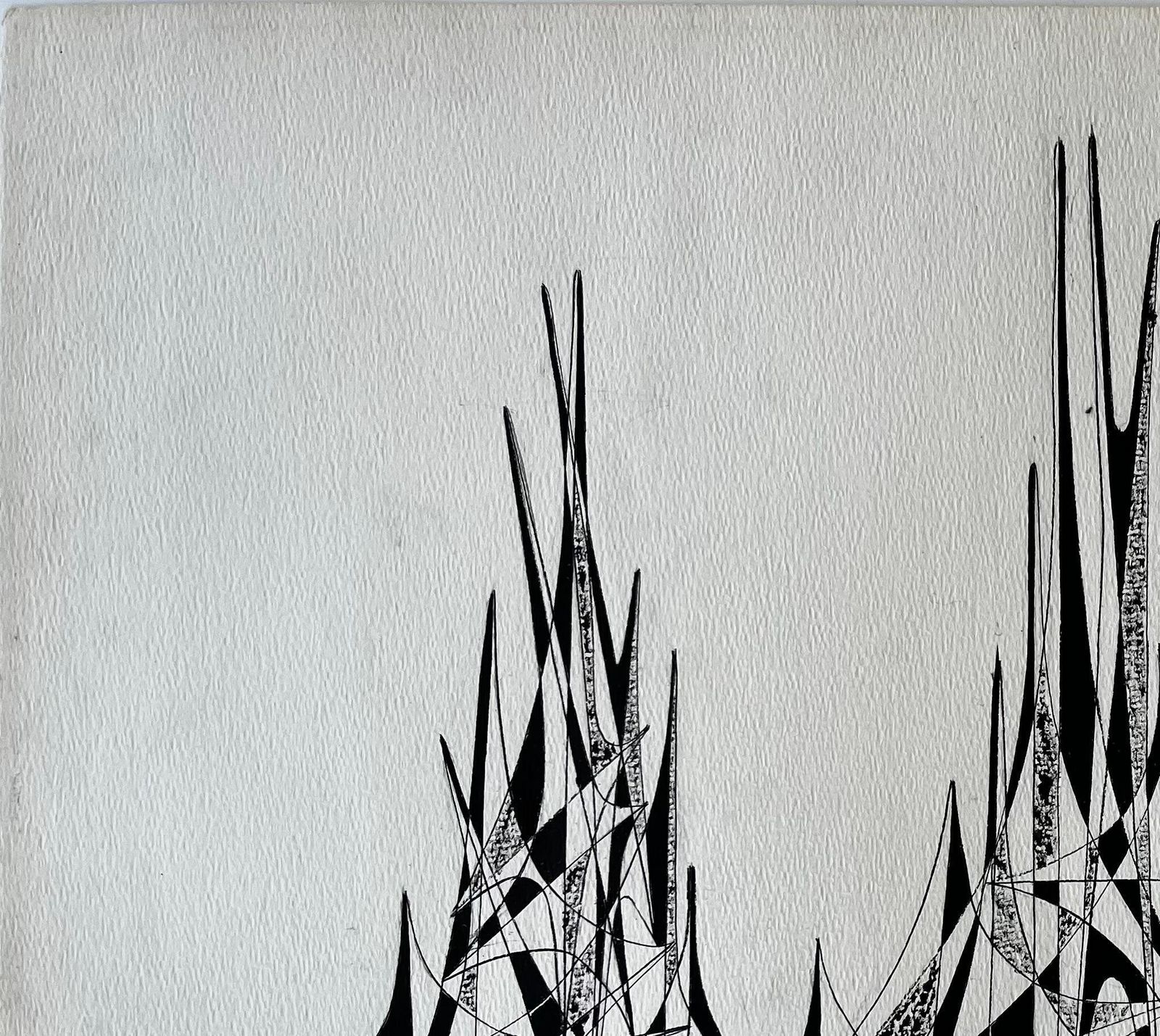 Serge Guerin (1916)mid Century French Abstract Architectural Ink Drawing Signed Serge Guerin photo vinterior