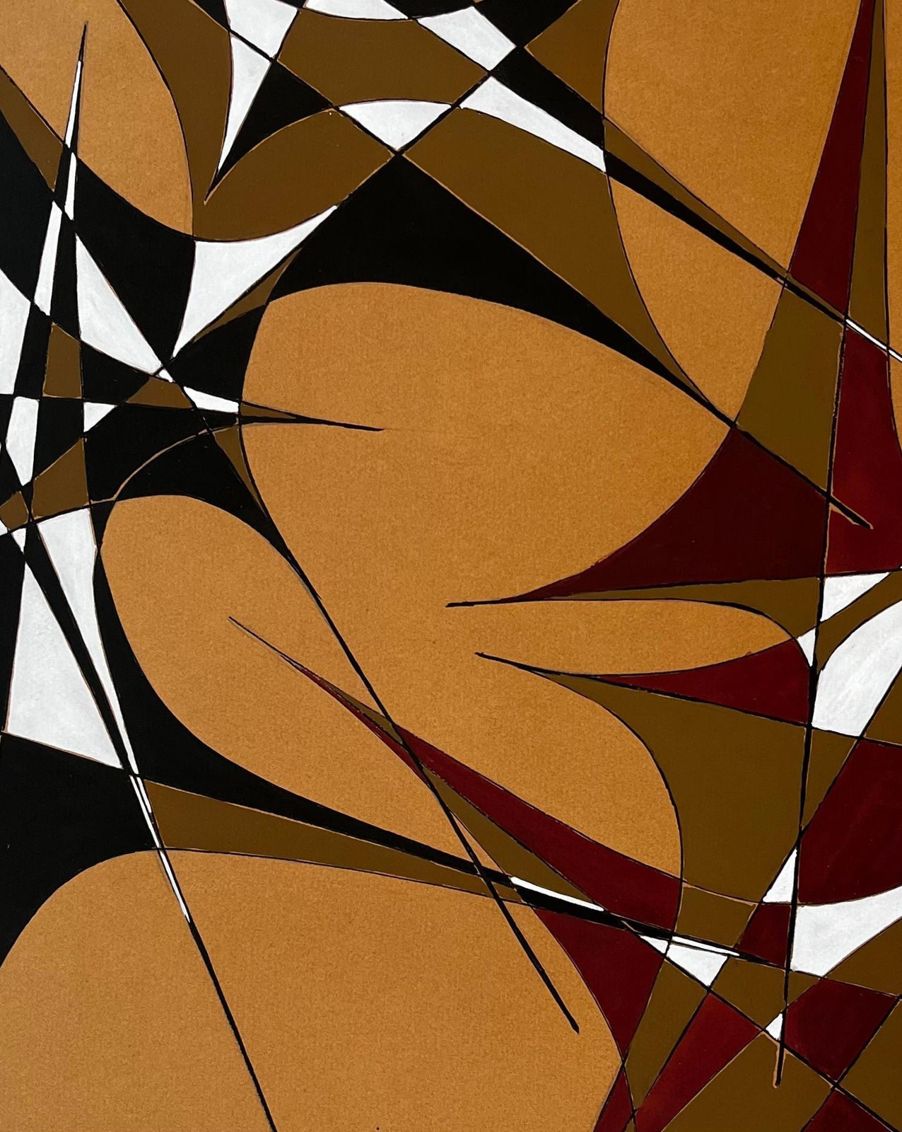 Serge Guerin (1916)interlocking Gouache Forms On Ochre Paper By Serge Guerin French B19161969 photo buy