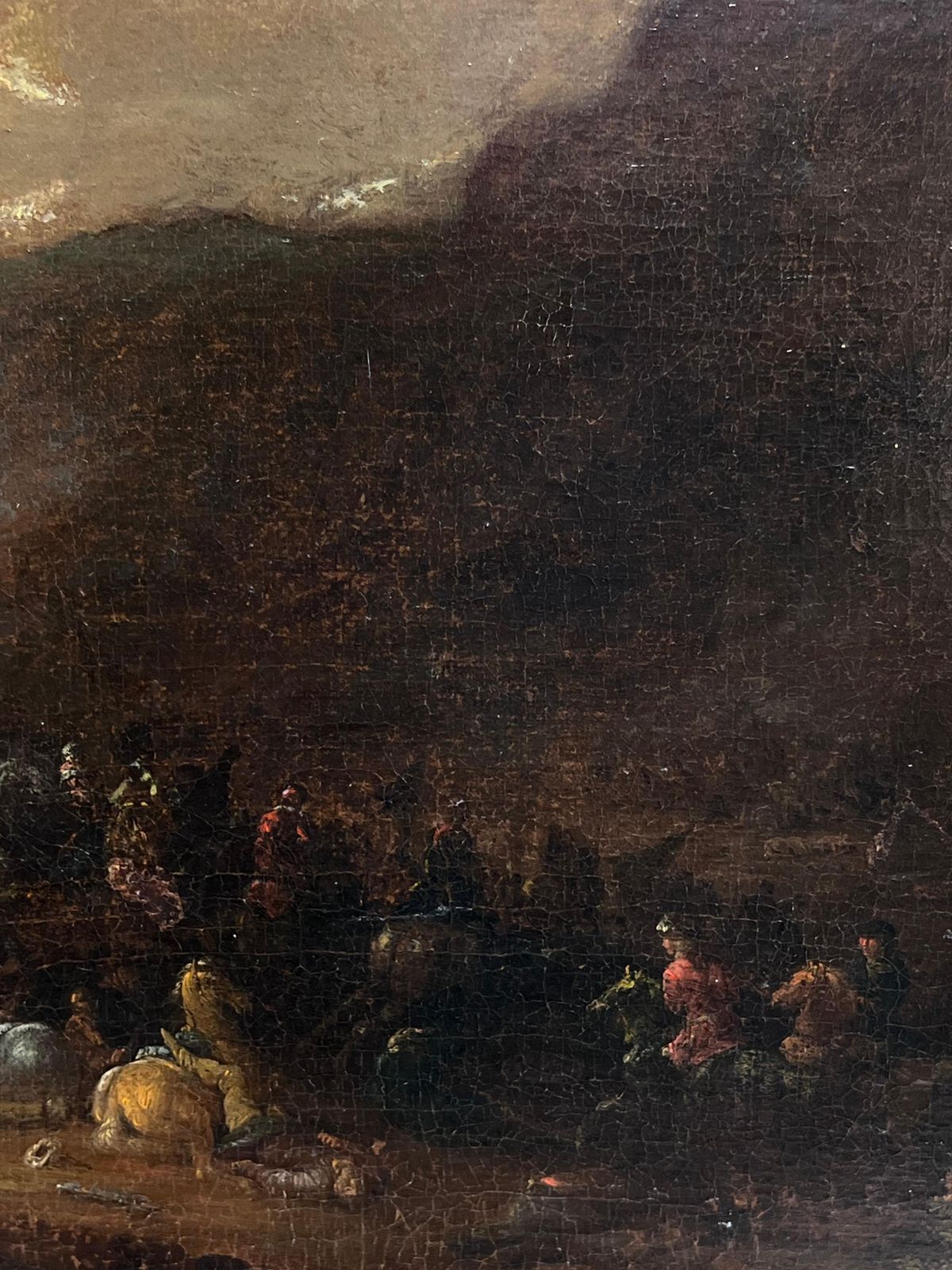 Fine 17th Century Flemish Oil Painting Cavalry Skirmish Many Figures & Horses photo buy