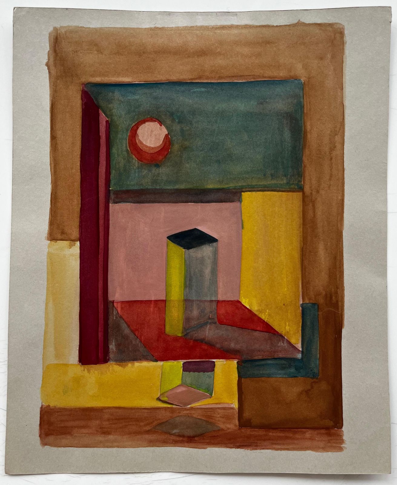 Guy Nicodabstract Geometric Interior French Modernist Watercolour Gouache photo furniture