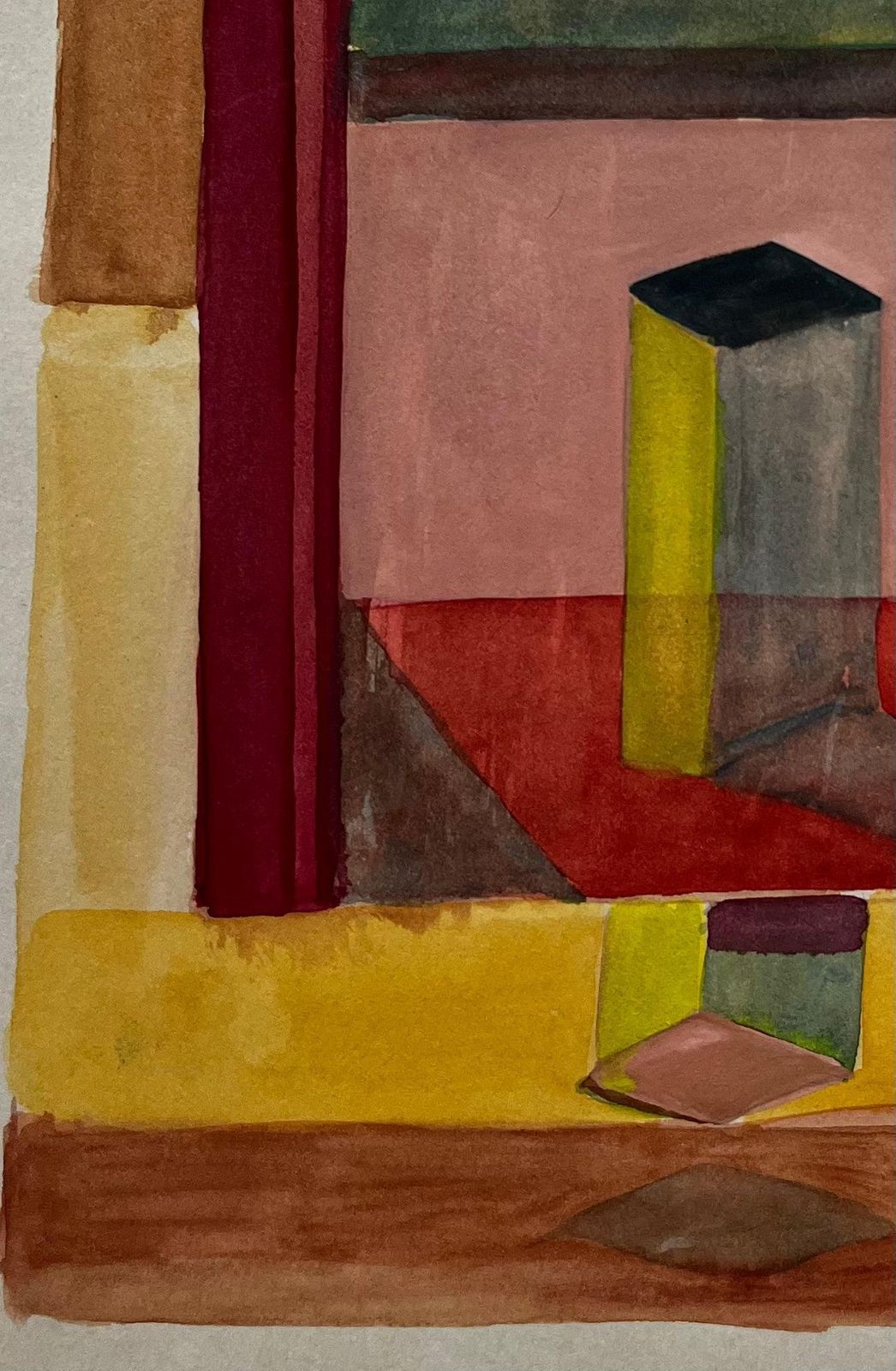 Guy Nicodabstract Geometric Interior French Modernist Watercolour Gouache photo vinterior
