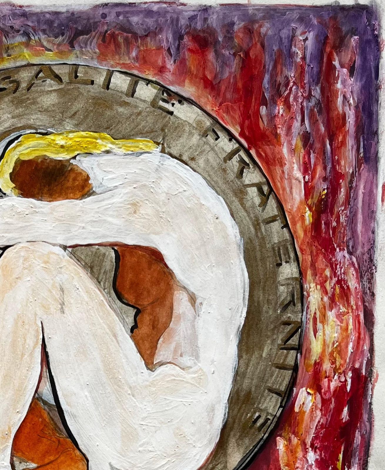 Guy Nicodliberté égalité Fraternité Symbolic Composition French Modernist Gouache photo for sale
