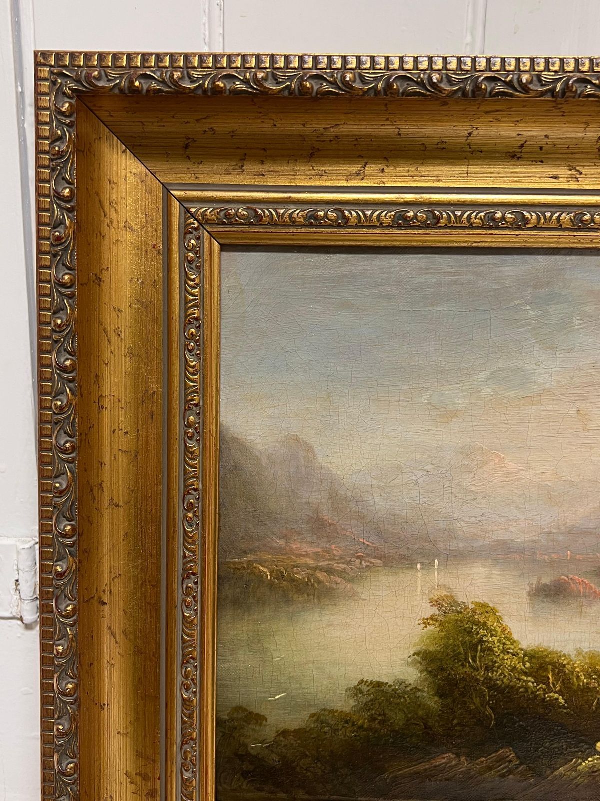 Early Victorian Scottish Highlands Loch Landscape Figures Admiring View 19th Oil photo Art