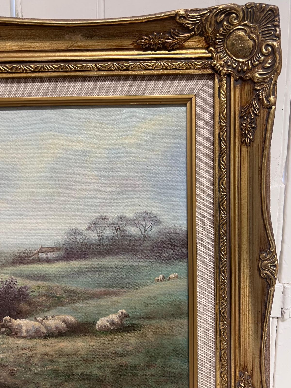 photo furniture Reg Browntraditional English Rural Pastoral Tranquil Sheep In Meadows Signed Oil Painting
