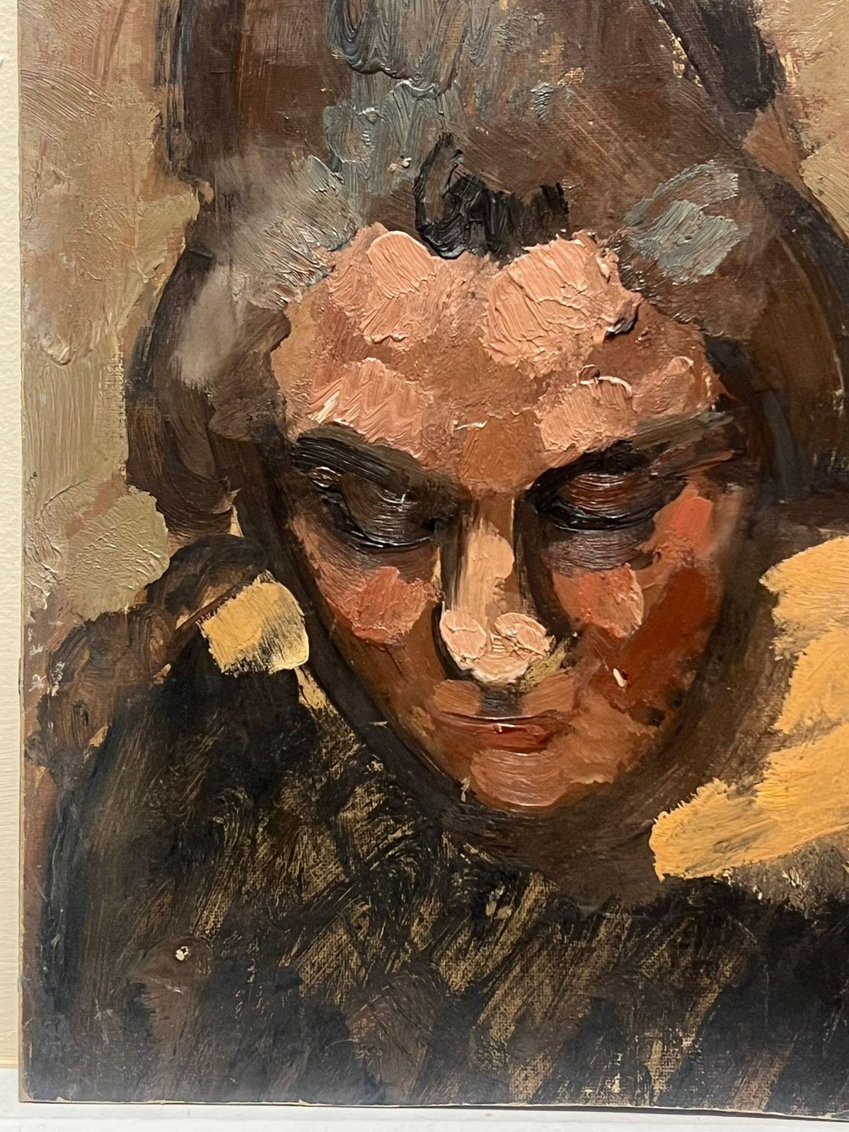 French School1930's French Post Impressionist Oil Portrait Of Woman In Pensive Thoughtmid 20th Century photo furniture