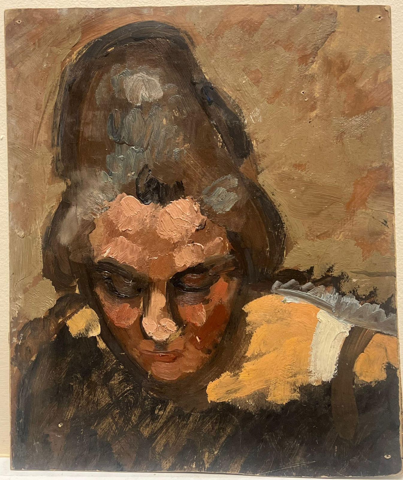 French School1930's French Post Impressionist Oil Portrait Of Woman In Pensive Thoughtmid 20th Century photo 612.0