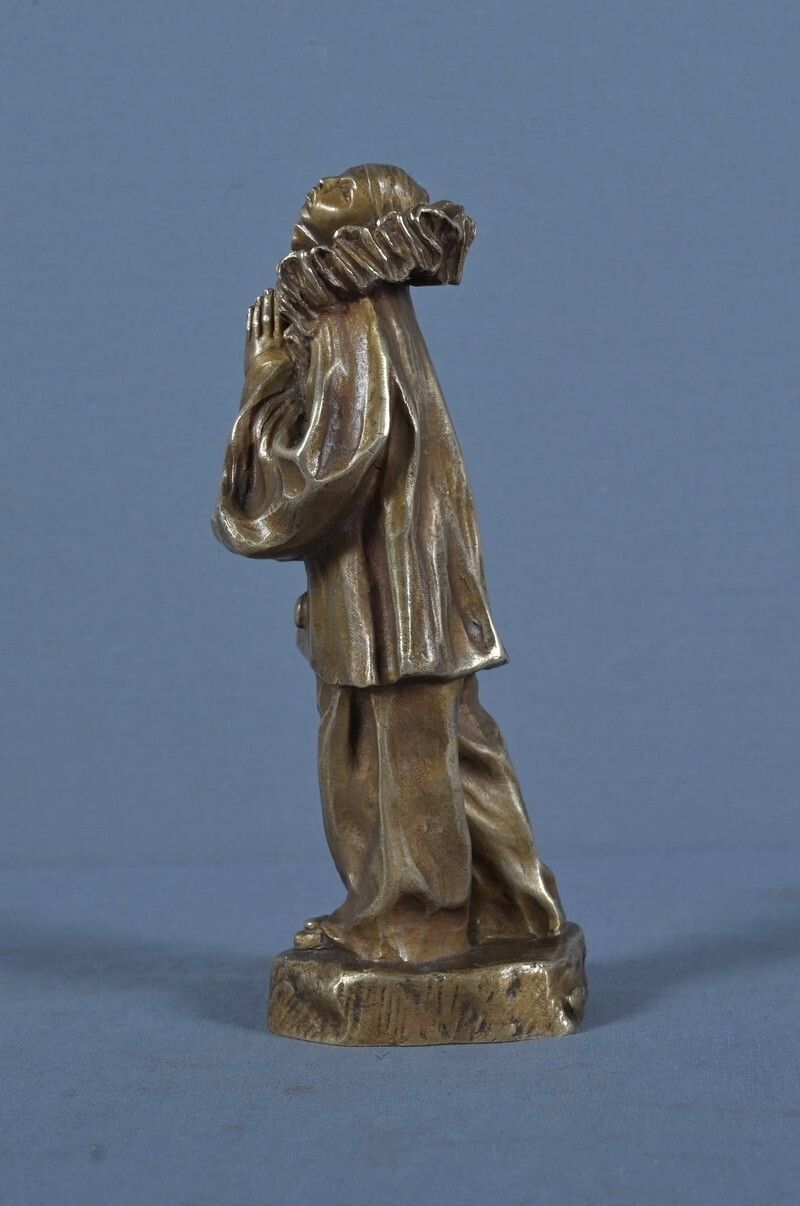 Art Small Bronze "Pierrot" Signed L  Alliot  Early 20th Century photo