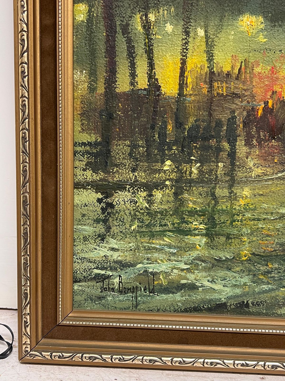 photo furniture John Bampfieldfine Large British Impressionist Signed Oil Painting Twilight City Street Scene
