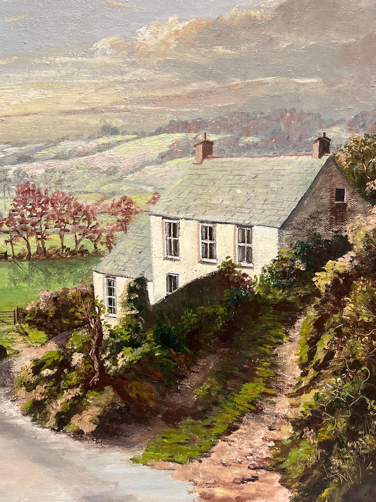 John Radwelllarge Traditional English Rural Signed Oil Yorkshire Cumbria Farm Landscape photo vintage