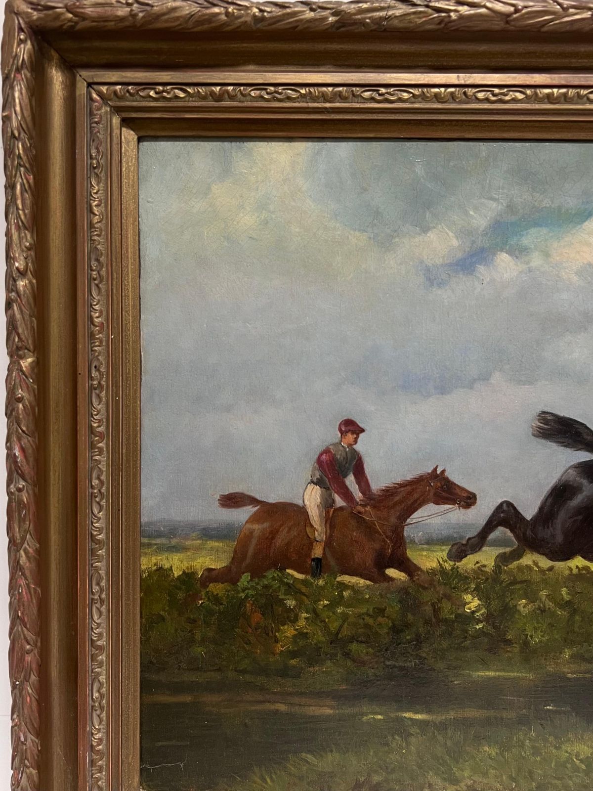 2239.0 Francois Duyk (Belgian, 19th 20th Century)fine 19th Century Belgian Horse Racing Sporting Art Oil Painting Riders & Horses photo