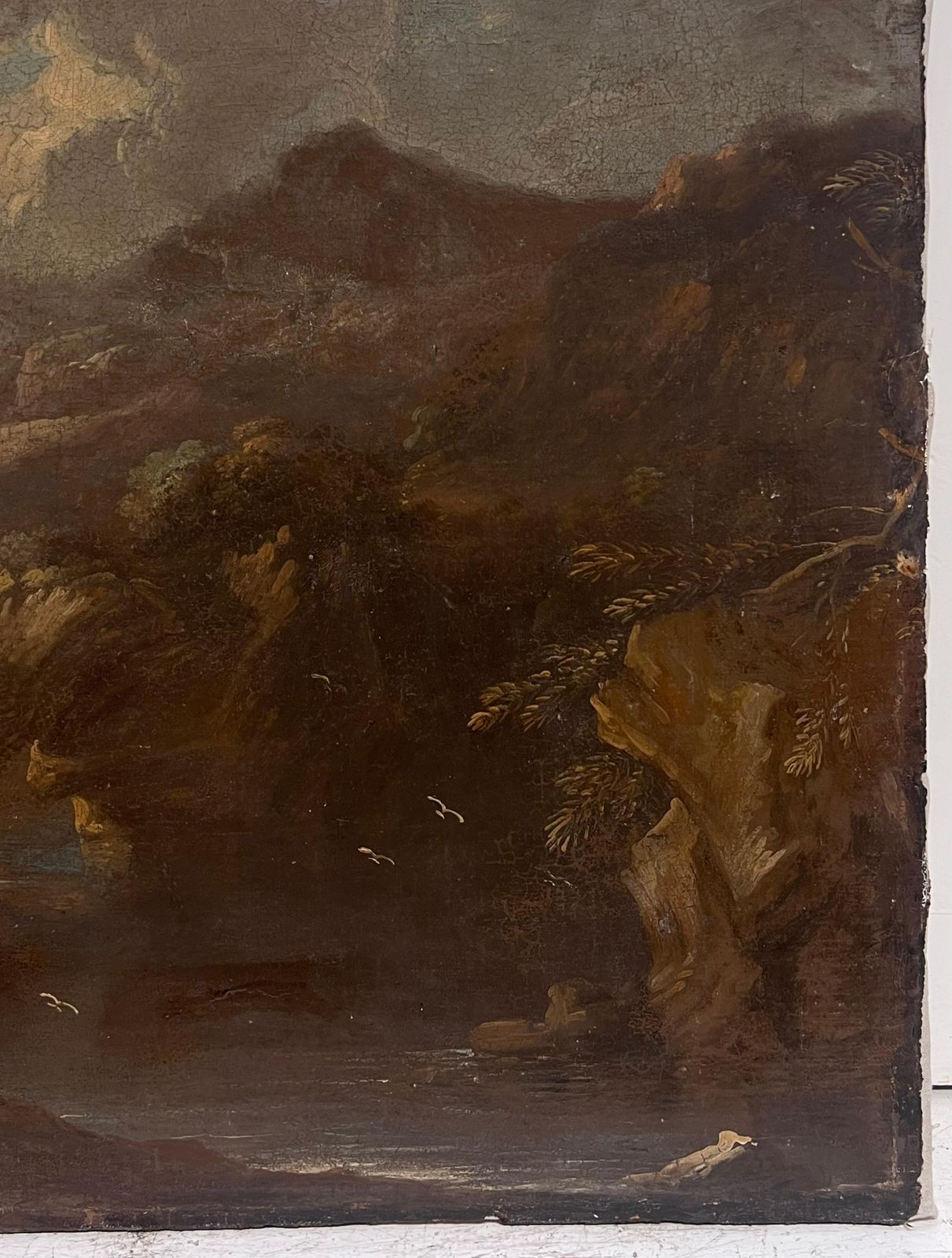 Fine 17th Century German Old Master Oil Painting Figures Rocky Gorge Landscape photo 3314.0
