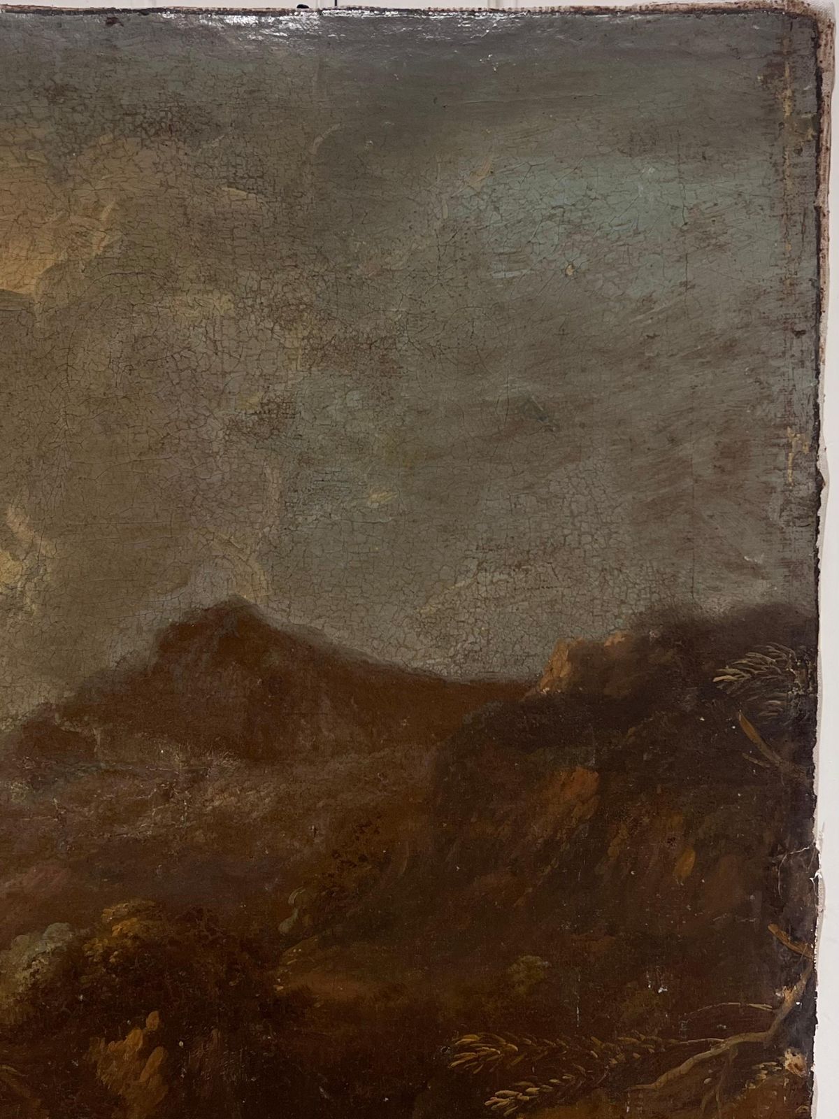 Fine 17th Century German Old Master Oil Painting Figures Rocky Gorge Landscape photo vinterior