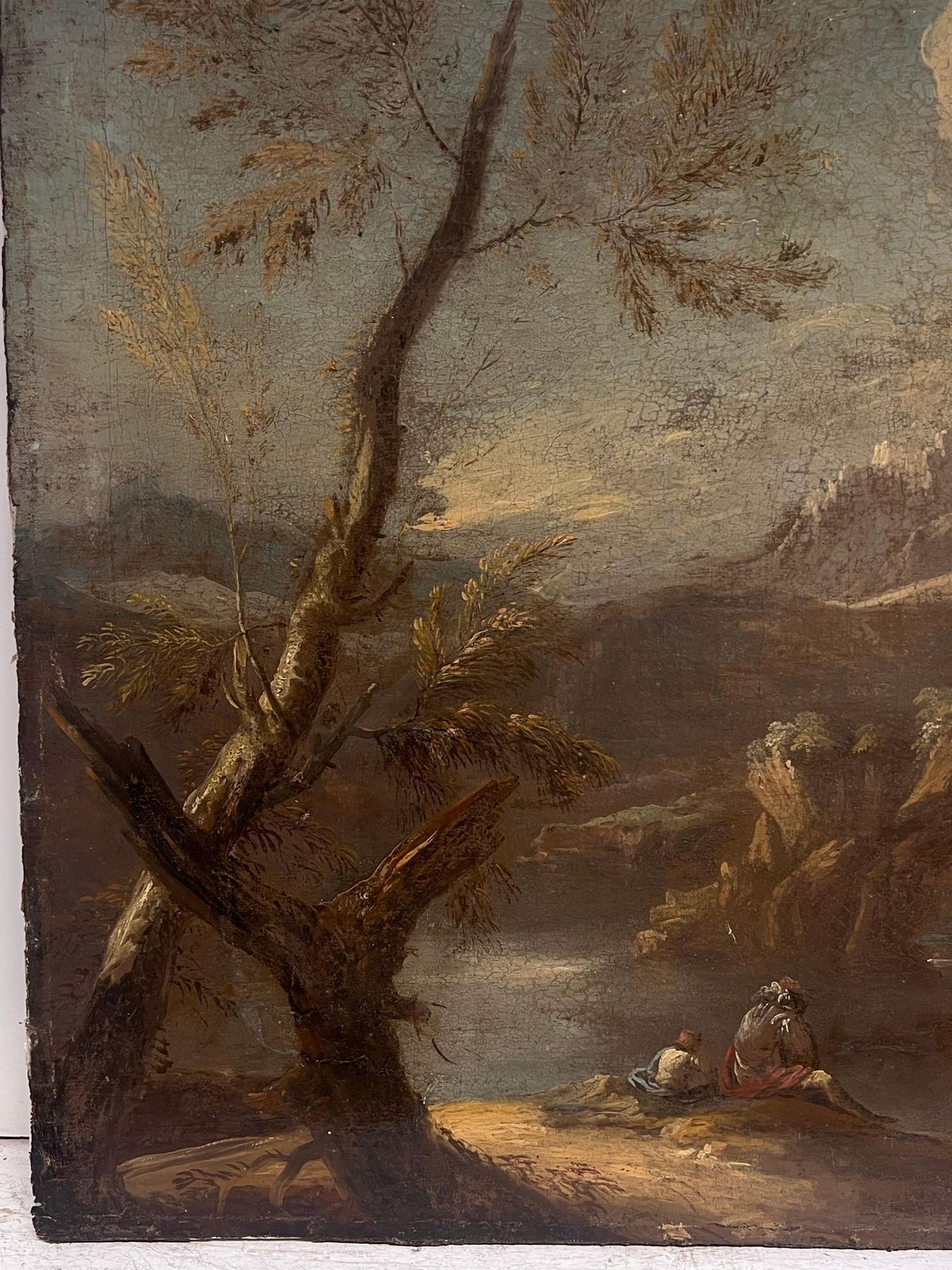 Fine 17th Century German Old Master Oil Painting Figures Rocky Gorge Landscape photo buy