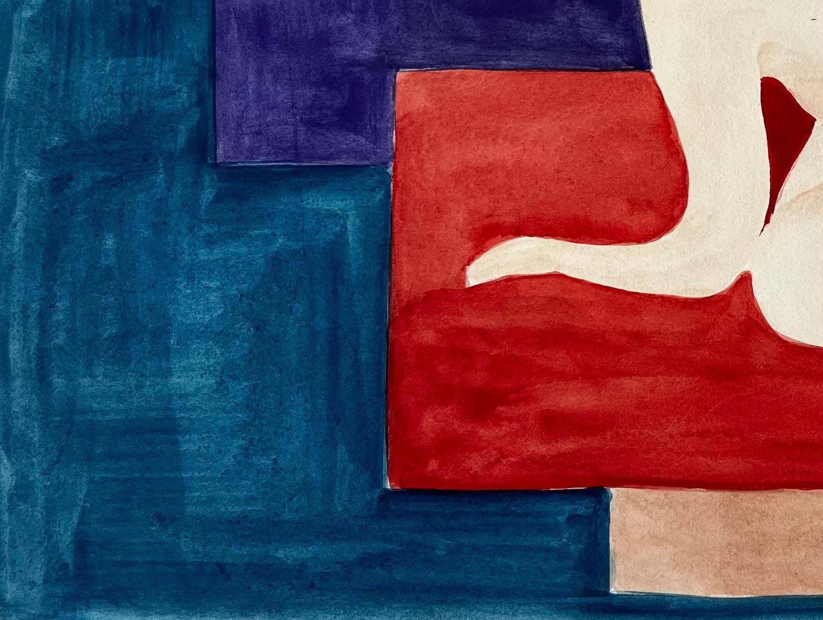Seated Nude With Geometric Planes French Modernist Gouache By Guy Nicod photo Art