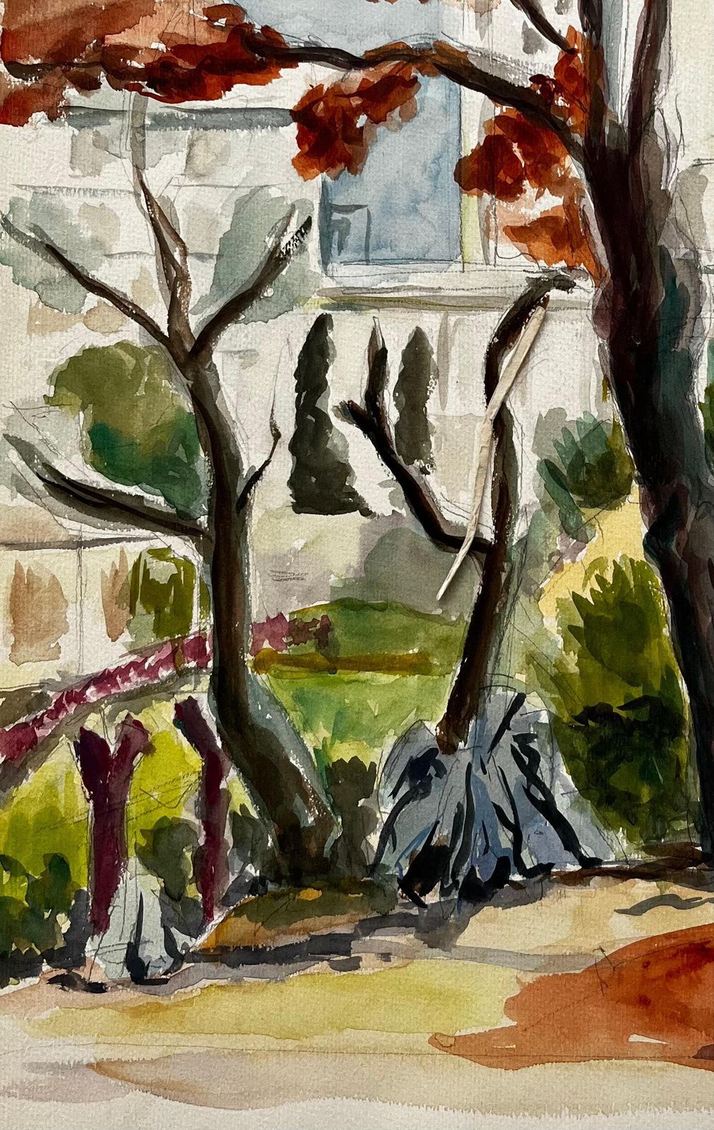 Guy Nicodautumn Trees In French Villa Garden Modernist Watercolour Landscape photo vinterior
