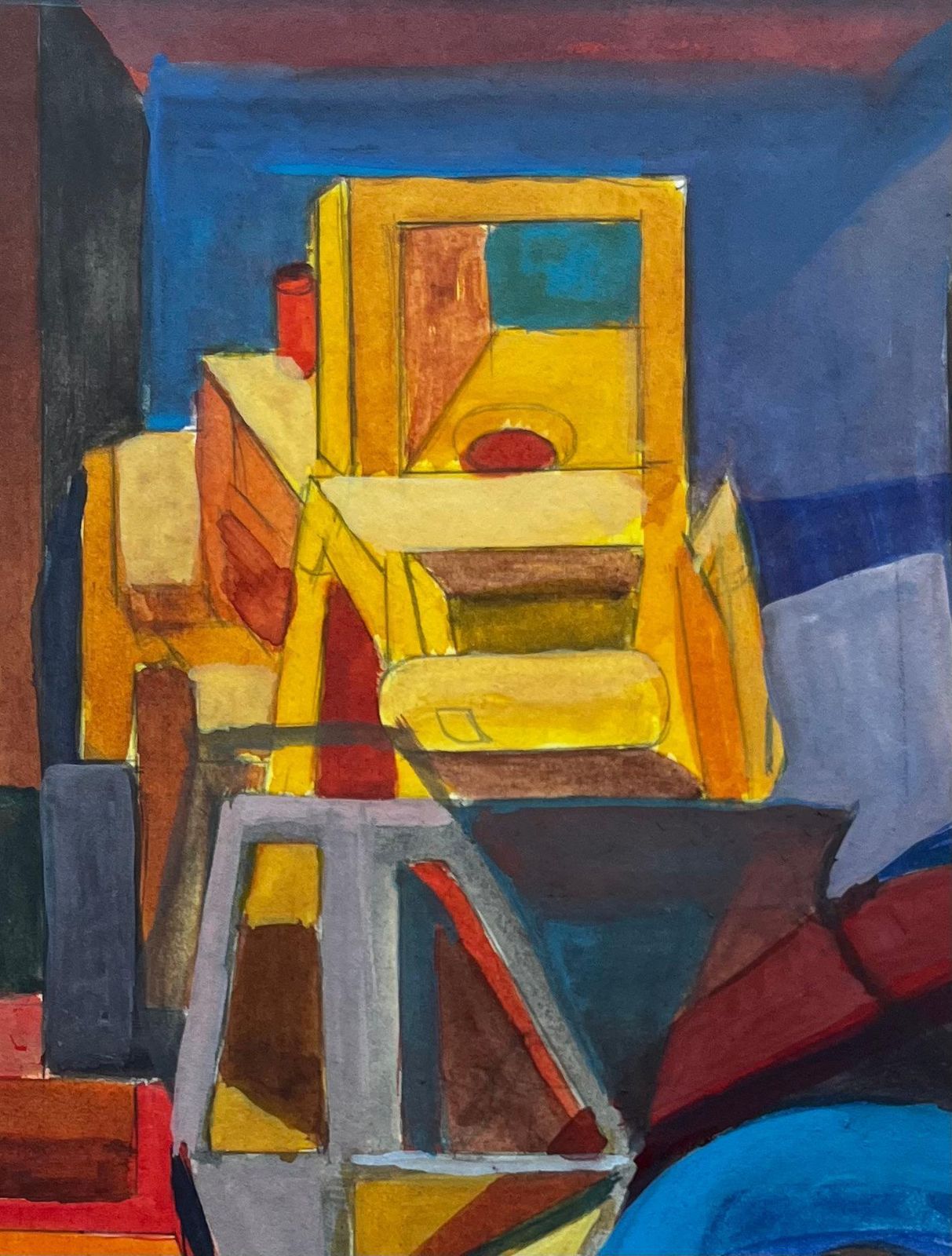Guy Nicodcubist Abstract Composition French Modernist Gouache Painting photo buy