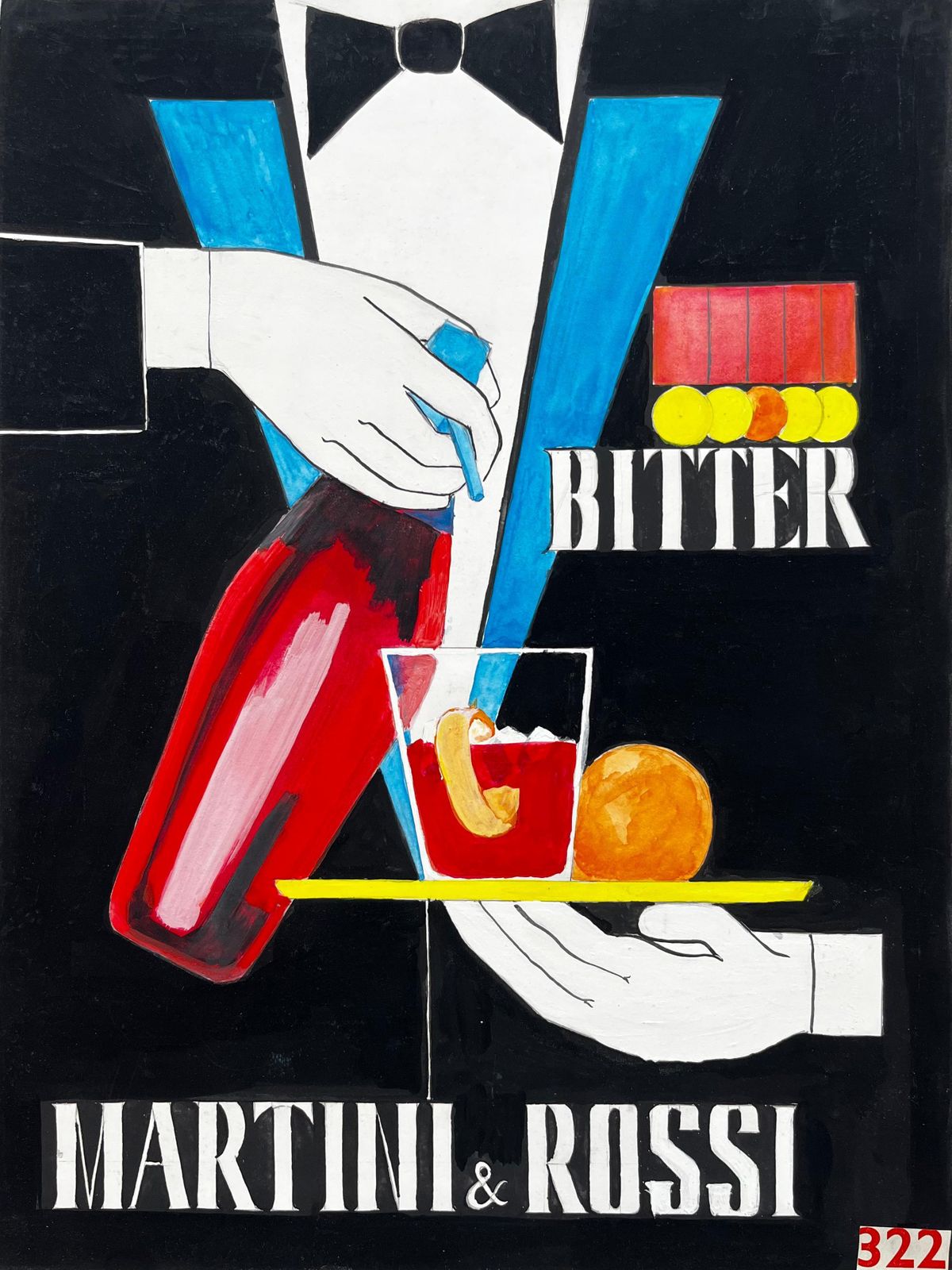 Guy Nicodmartini And Rossi Bitter French Modernist Cocktail Advertising Style Painting