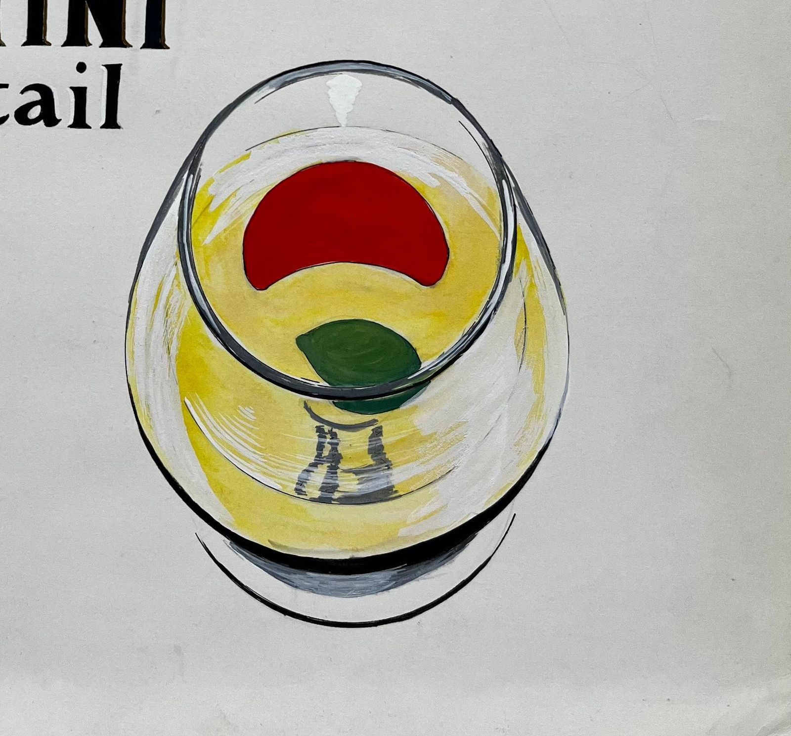 Guy Nicoddu Soleil Dans Un Verre Martini Advertising Design French Modernist Gouache photo for sale
