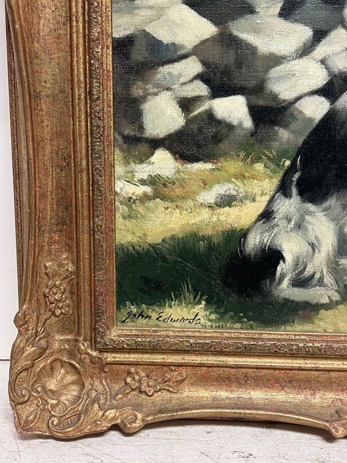 John Edwardsthe Shepherd With Border Collie Dog Traditional Rural English Life Oil Portrait photo Art