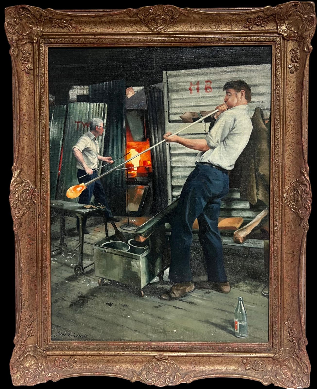John Edwardsthe Glass Blower Traditional English Rural Crafts Portrait Oil Painting