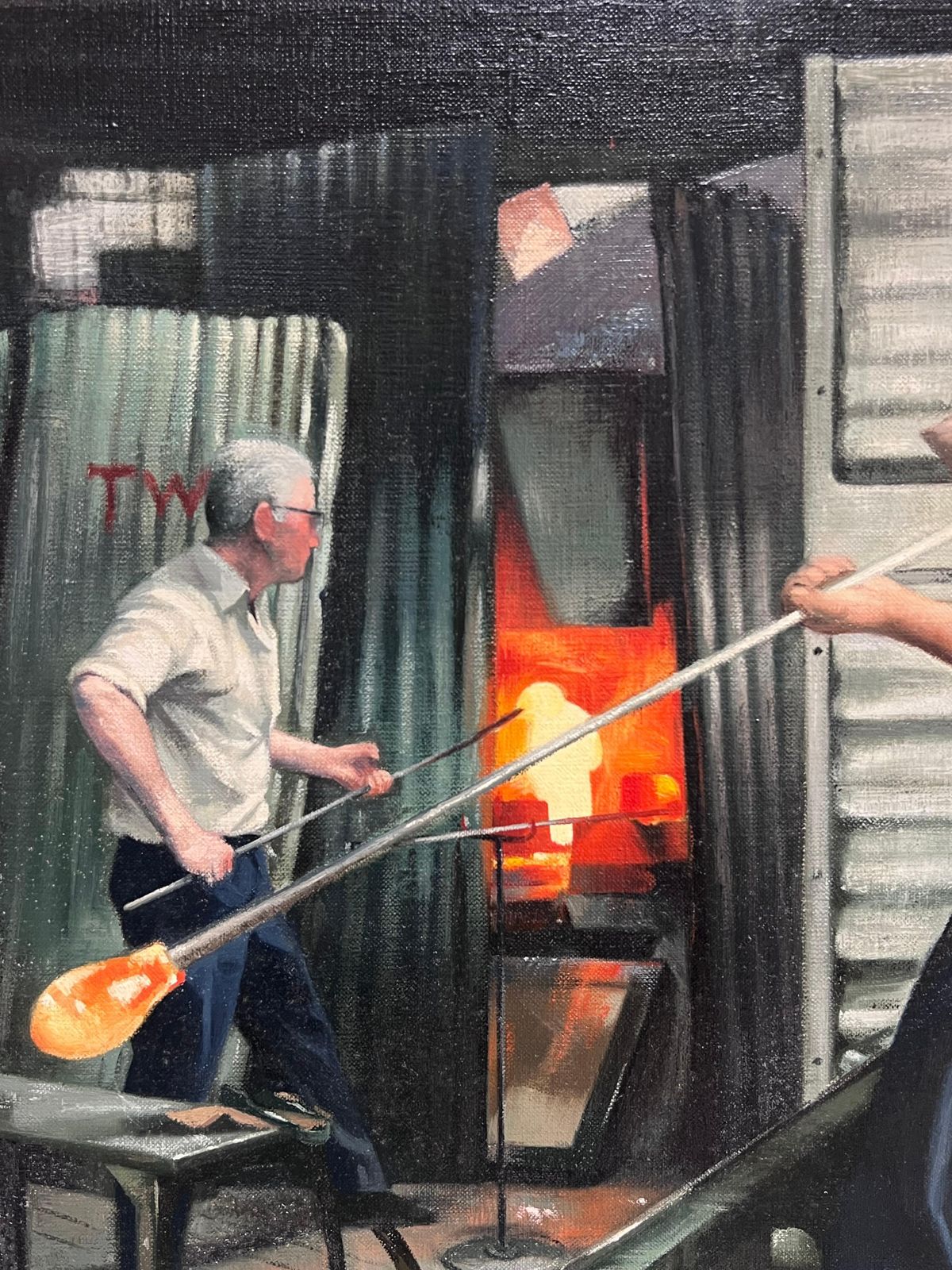 John Edwardsthe Glass Blower Traditional English Rural Crafts Portrait Oil Painting photo for sale