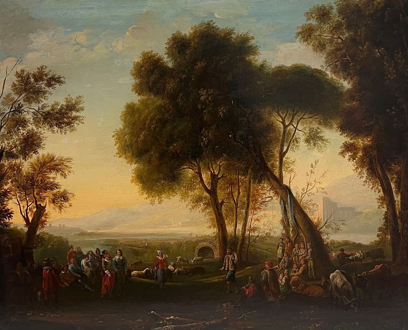 Dutch Old Masterfine 17th Century Dutch Golden Age Old Master Oil Figures In Classical Landscape photo buy