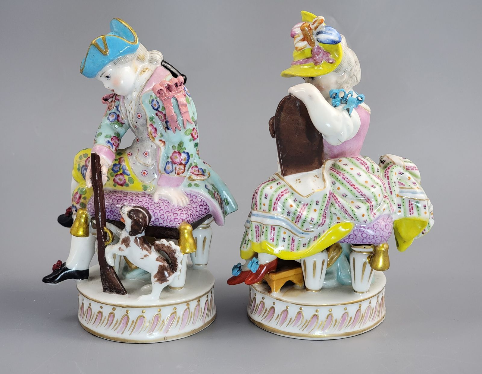 Antique Meissen Porcelain Figures, Pastoral Pair With Dogs, C.1785 photo furniture