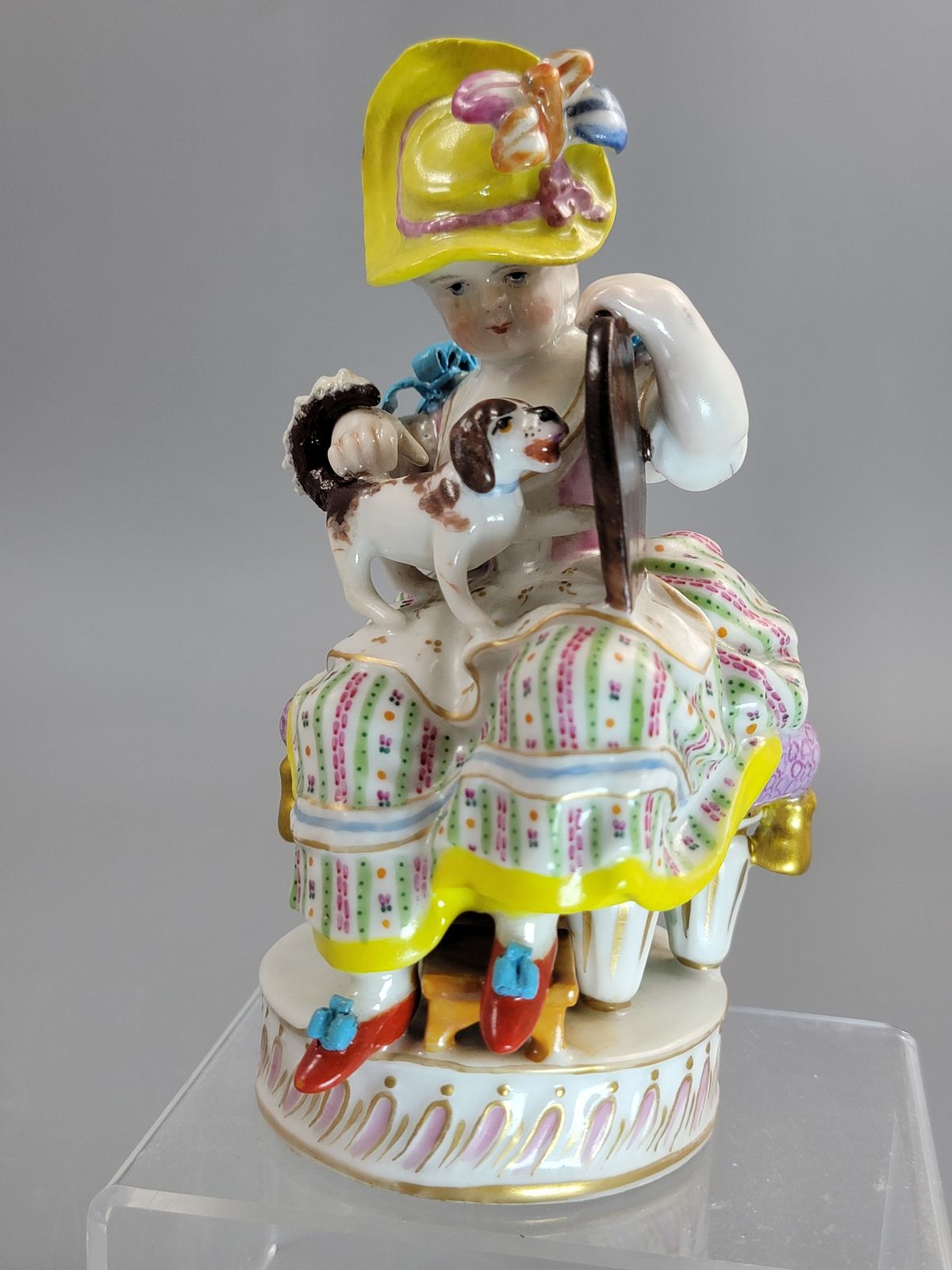 Art Antique Meissen Porcelain Figures, Pastoral Pair With Dogs, C.1785 photo