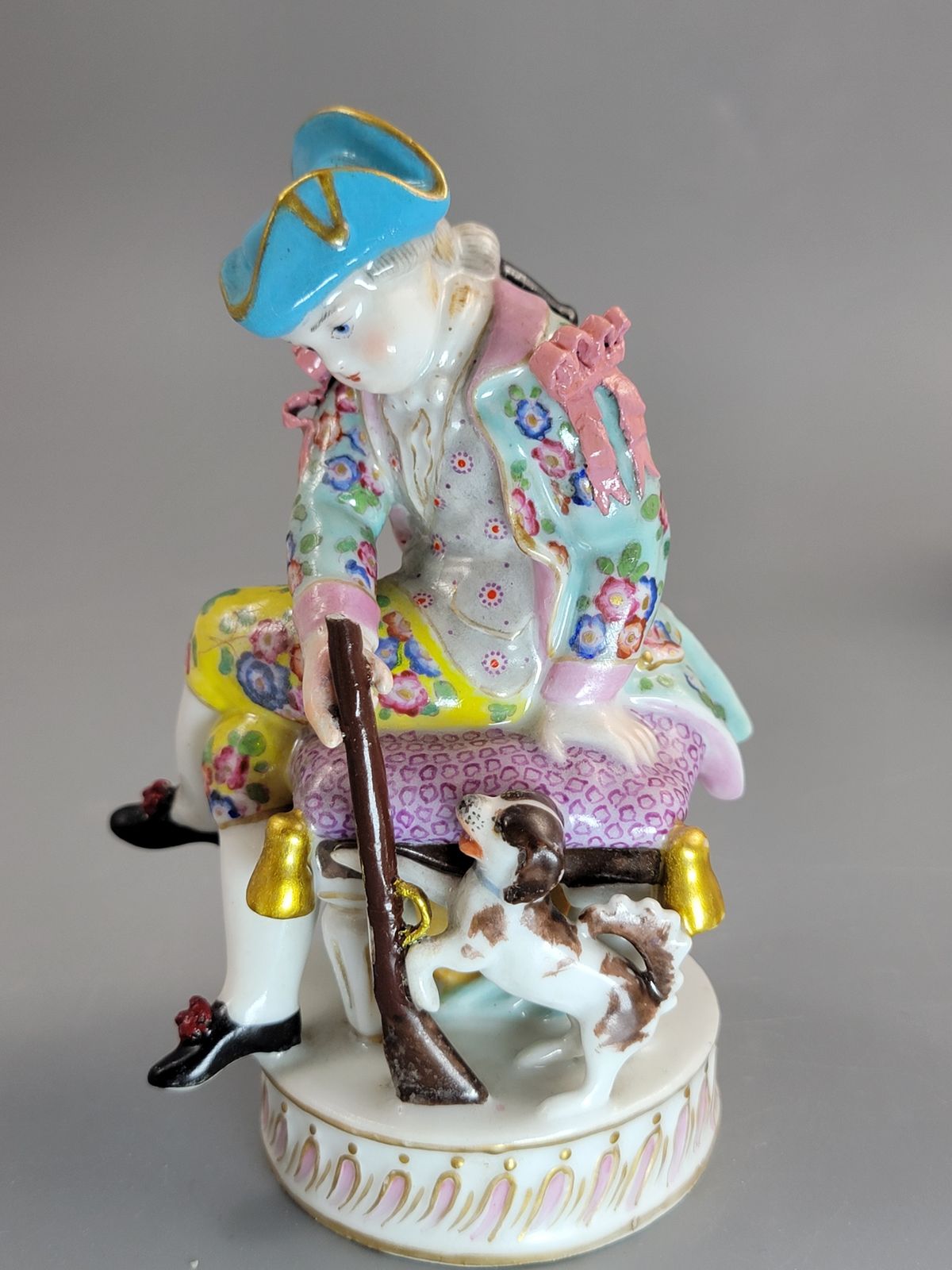 photo buy Antique Meissen Porcelain Figures, Pastoral Pair With Dogs, C.1785