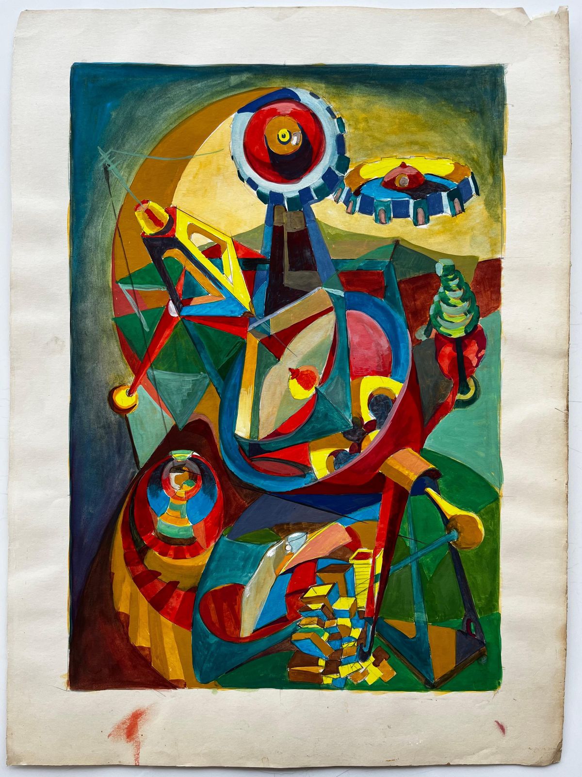 Guy Nicodcubist French Abstract Composition With Geometric Shapes Circles And Colour photo furniture
