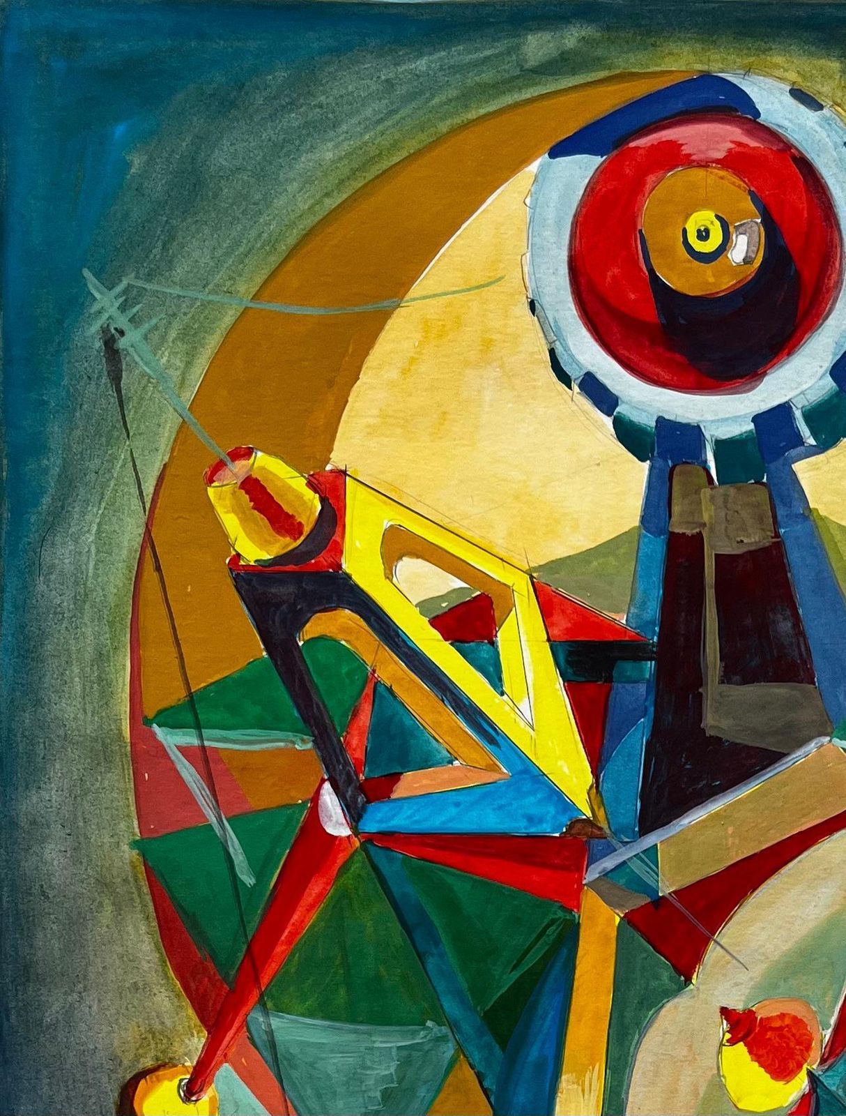 Guy Nicodcubist French Abstract Composition With Geometric Shapes Circles And Colour photo for sale