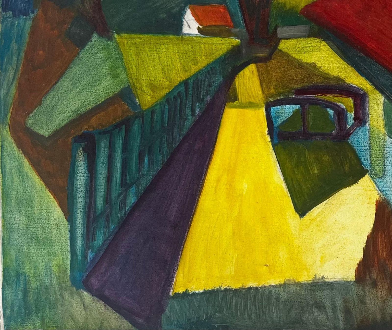 Guy Nicodcubist French Countryside Landscape With Houses Trees And Bridge Modernist photo 688.0