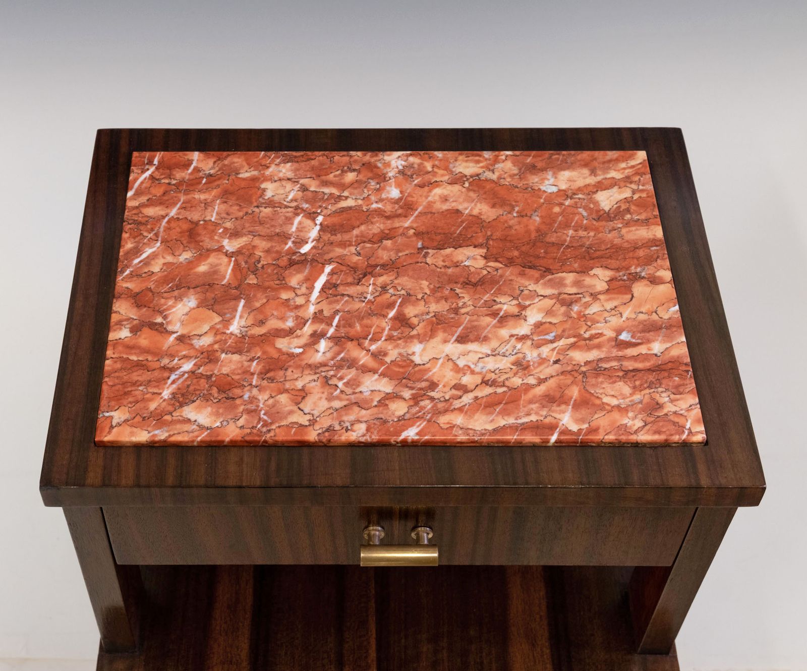Pair Mid Century Italian Macassar Ebony & Marble Bedside Cabinets Circa 1950 photo Furniture