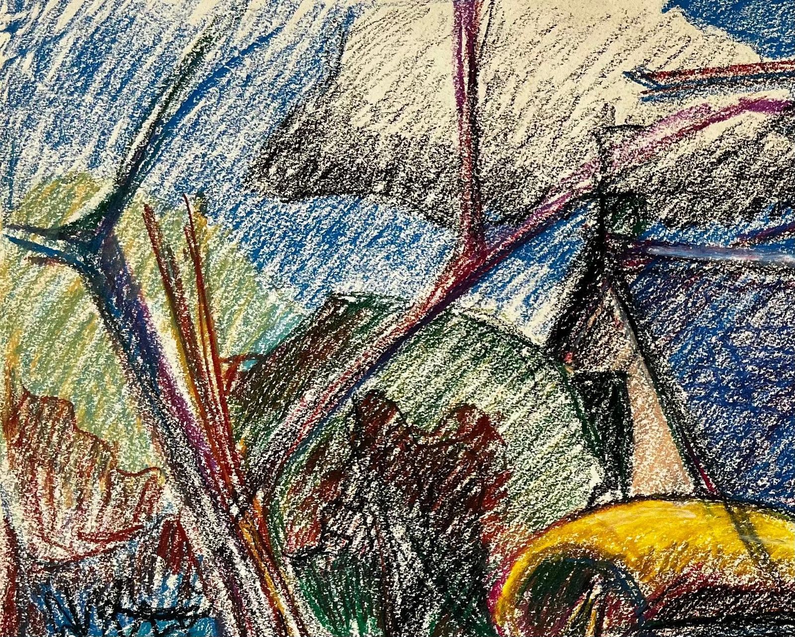 Guy Nicod Modernist French Landscape With Cows Trees And Yellow And Blue Roofs photo 565.0