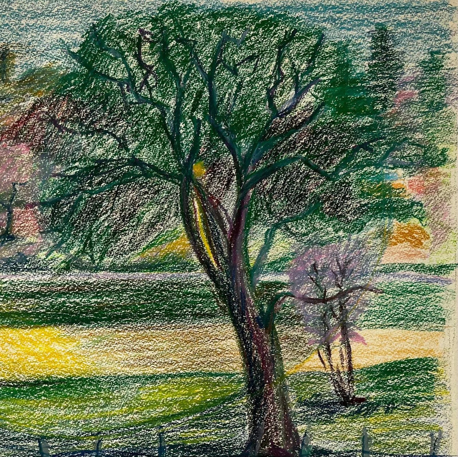 Guy Nicod French Spring Landscape With Blossoming Trees Vineyard And Distant Village photo buy