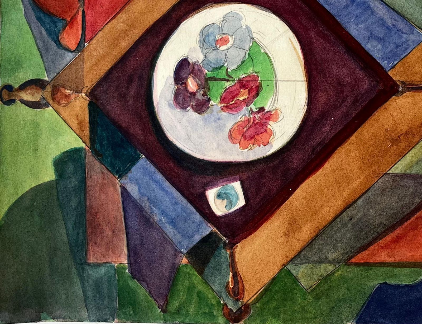 Guy Nicod Cubist Abstract Still Life With Vase Fruit photo 565.0