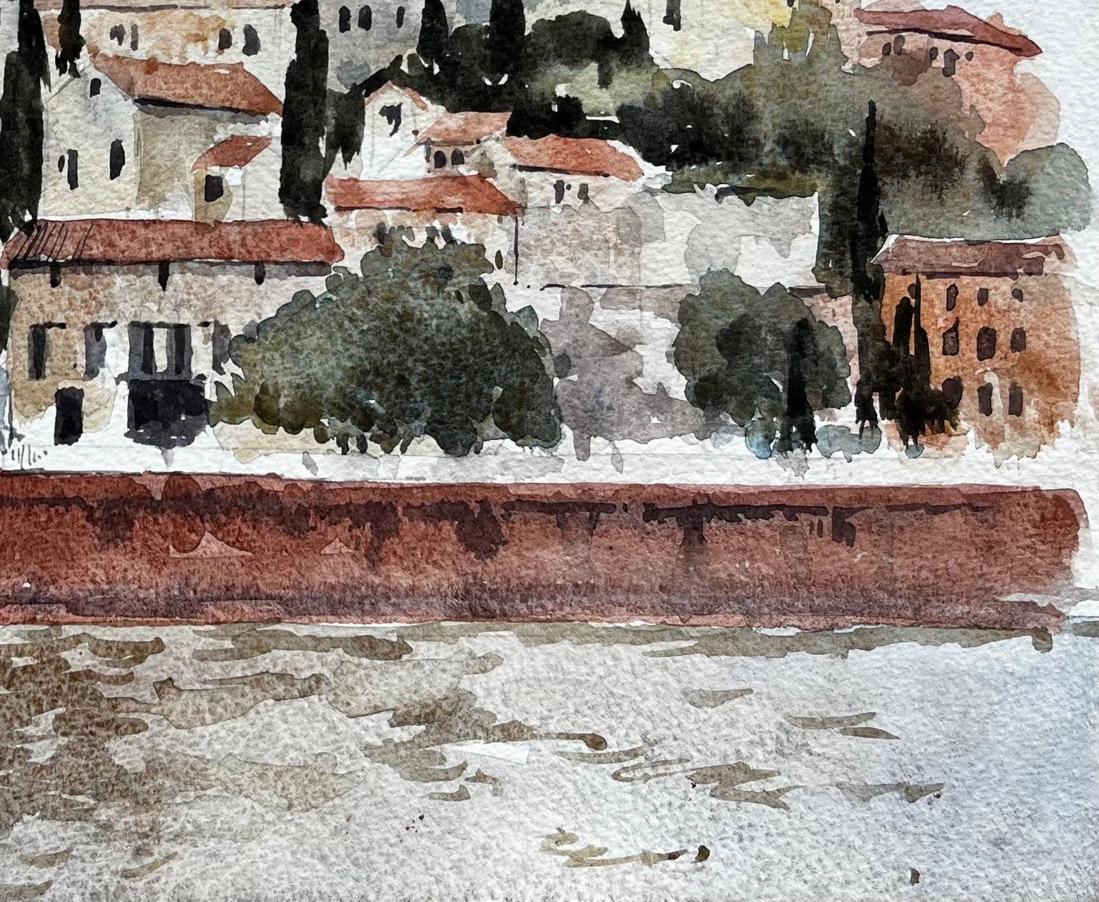 Anthony Herbertblackstone Quay Sunlit Italy Landscape May 1998 Signed Watercolour Painting1998 photo for sale