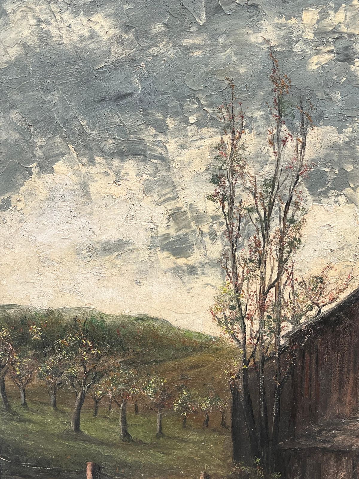 Jean Fouriebrown Wooden Chalet Hut In Olive Grove Field Landscape Oil Painting photo vinterior