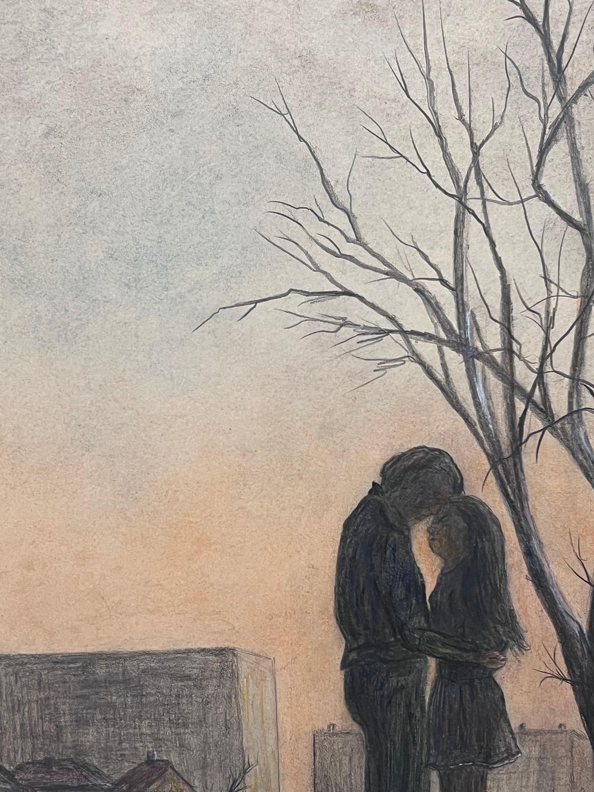 Jean Fouriecouple In Intimate Moment In Winter Fields Landscape Painting photo Art