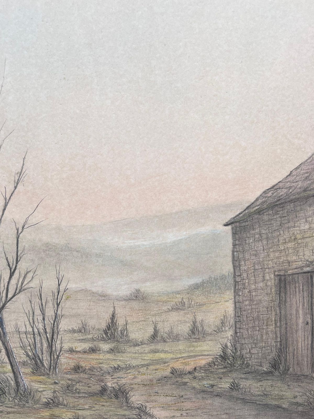 Jean Fouriebare Winter Farmyard Track With Stone Cottage Landscape Painting photo 356.0