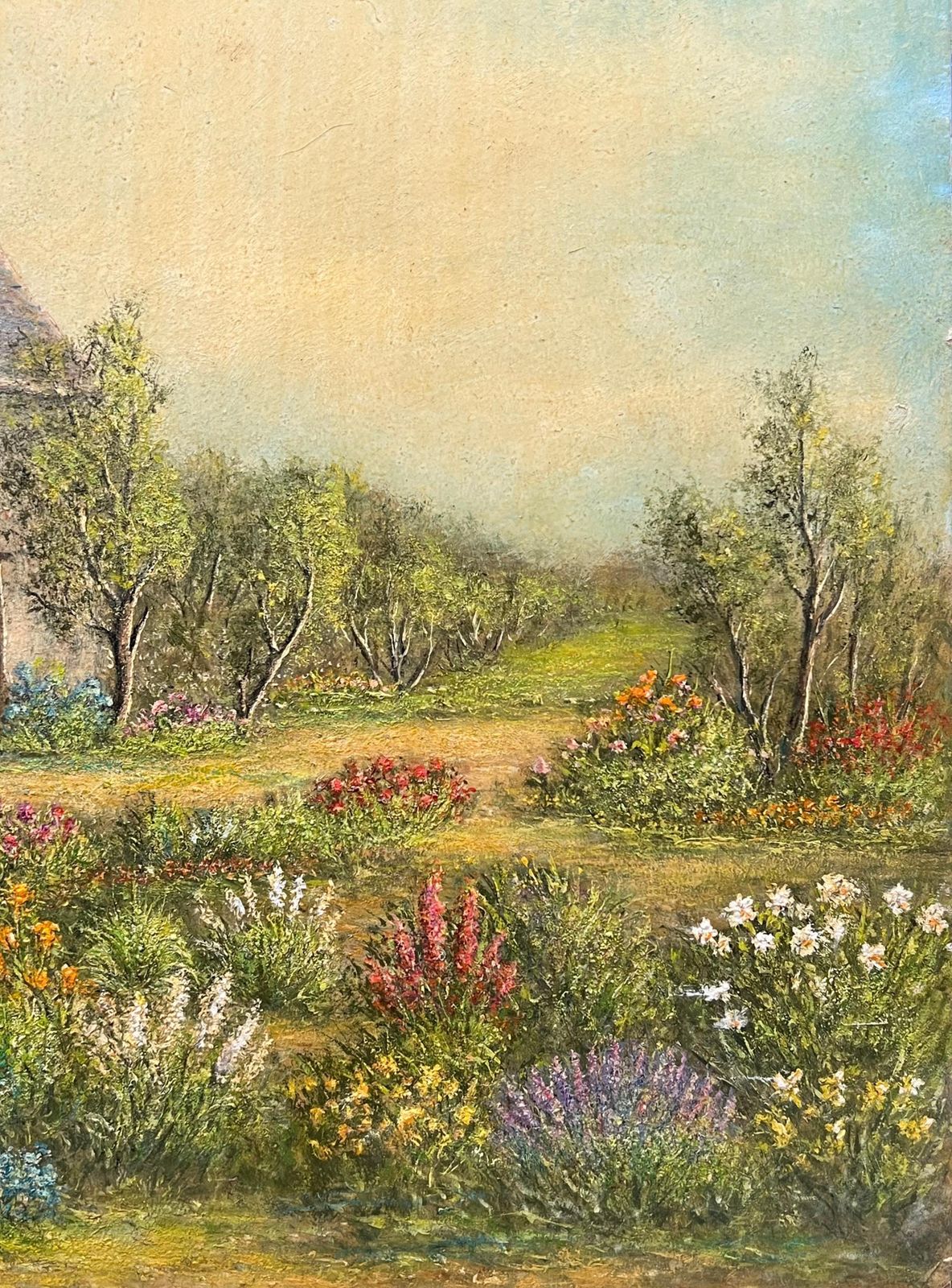 Jean Fouriefarm House Cottage Nestled In The Flower Meadows Oil Landscape Painting photo vinterior