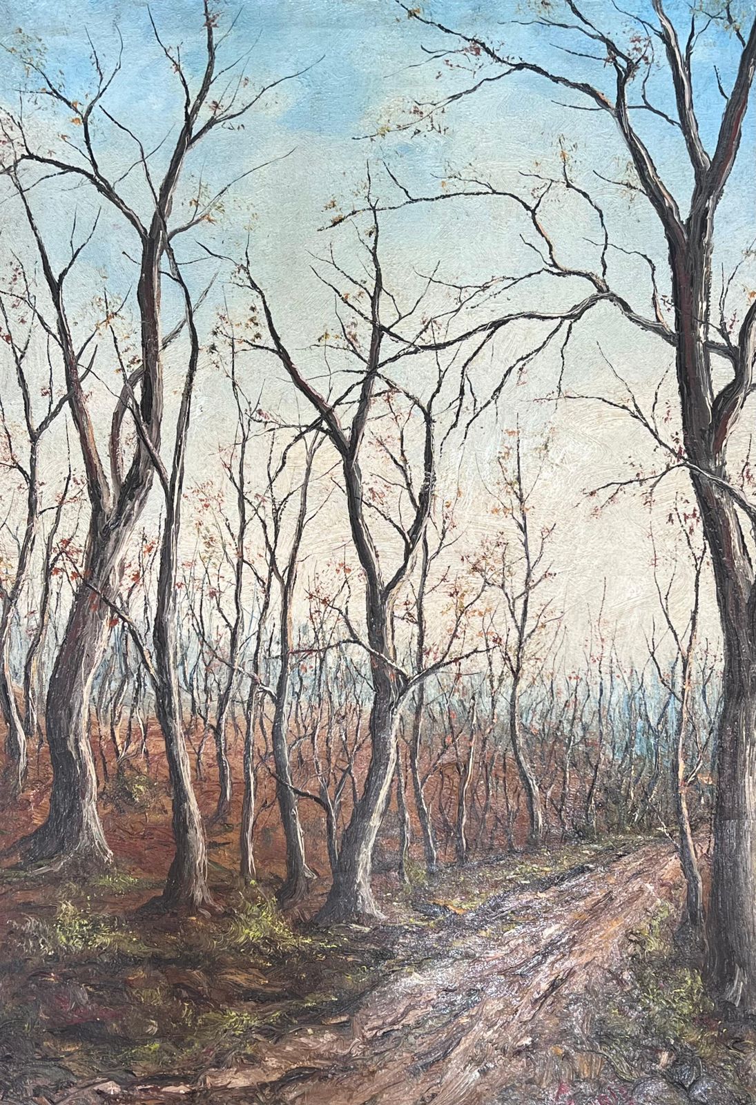 Jean Fouriebare Winter Trees In The Muddy Woodland Track Oil Landscape Painting