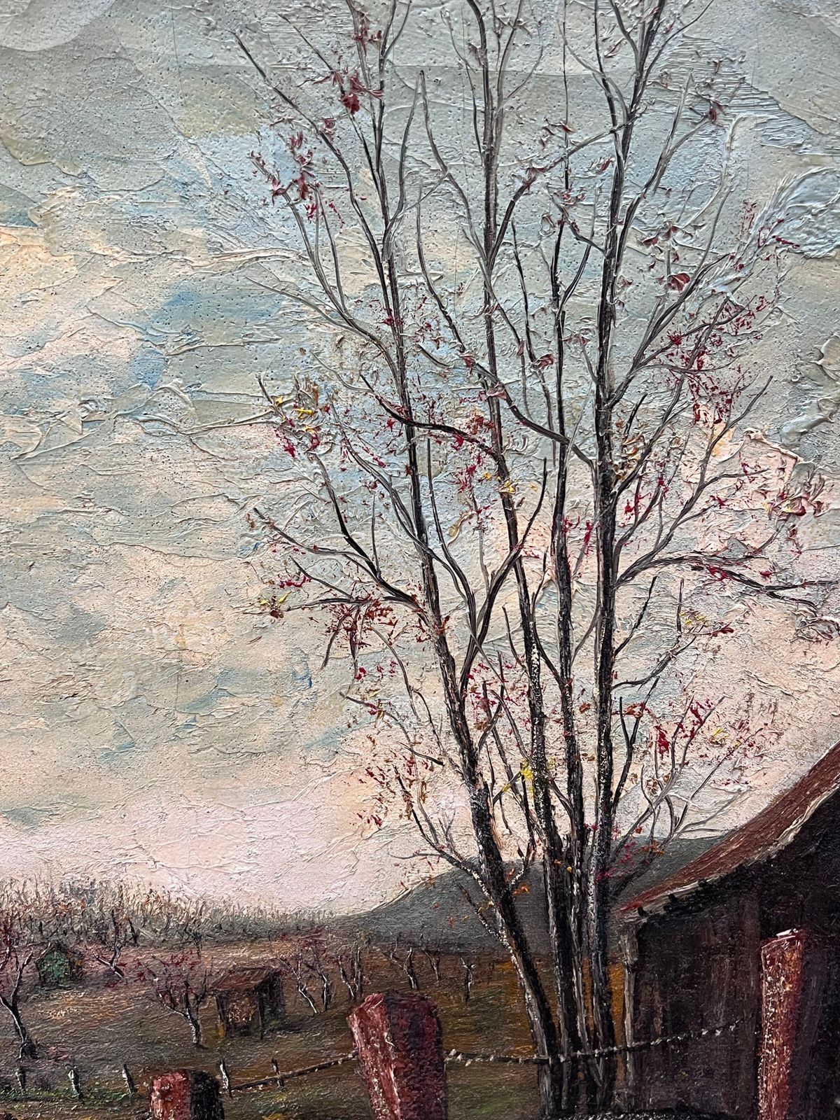 photo for sale Jean Fouriefarmers Sheds In Fenced Off Farm Field Oil Landscape Painting