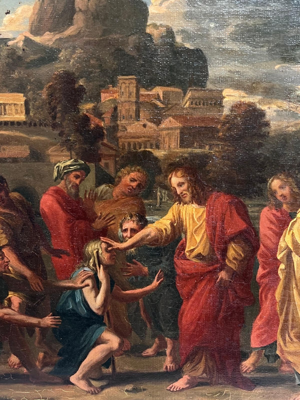 photo for sale French Schoolantique French Old Master Oil Painting Christ Healing The Sick In Jersusalem